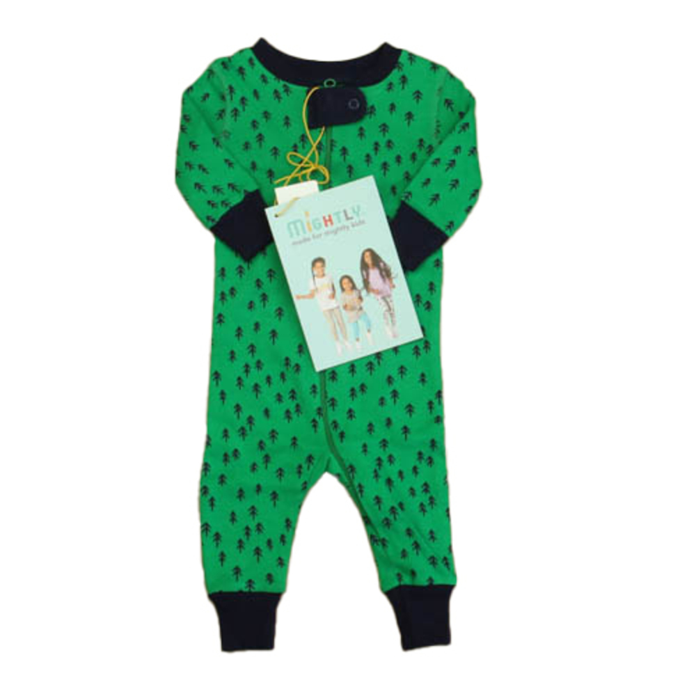 Mightly Unisex Green | Navy Trees 1-piece Non-footed Pajamas size: 0-3 Months